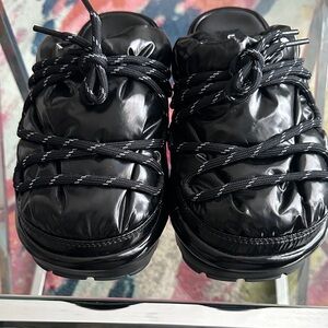 UGG Black Mules space sliders with Lace Detail